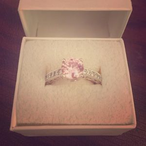 Pink Cubic Zirconia Promise or Engagement Ring