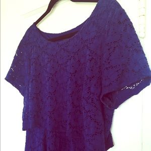 Alfani Lace Royal Blue short Sleeves Dress Large