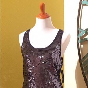 Navy Sequined Racer Back Tank