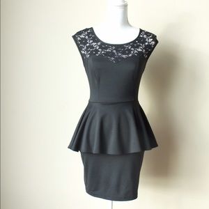 Black lace peplum dress