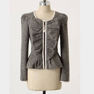 Anthropologie Ruffled Gray Jacket