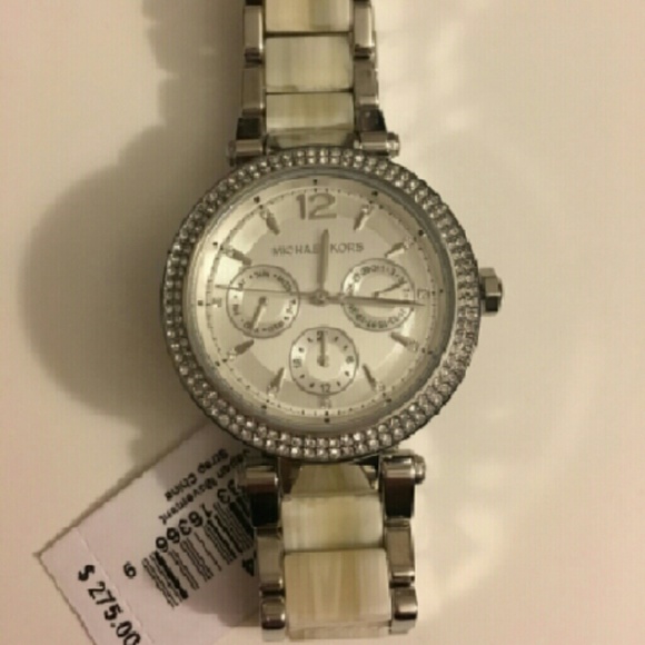 Michael Kors Watch Parker Silver White Tortoise - Picture 3 of 3