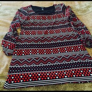 Style & Co Romantic Blouse with Sheer Sleeves L