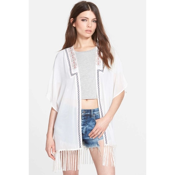 Tildon Tops - Tilden Embroidered Kimono.