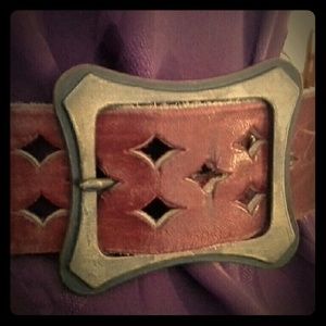 Vintage-cutout, red leather belt small