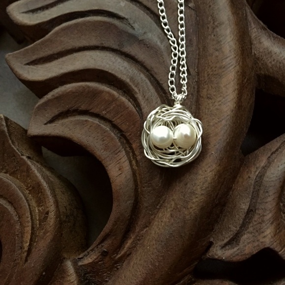 єgg ιи α иєѕт silver necklace