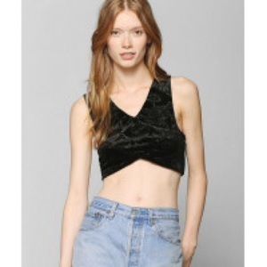 ❤️sold❤️UO criss cross velvet deep v crop top