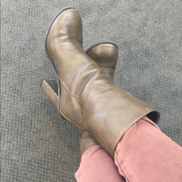Mid calf grey booties