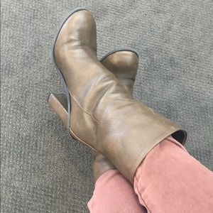 Mid calf grey booties