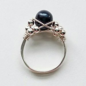 Sterling Silver Wire Wrapped Pearl Ring size 6