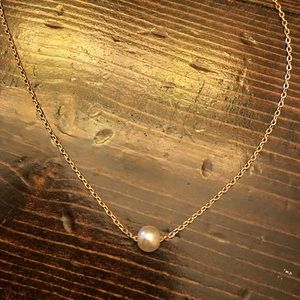 Single pearl on plated gold chain