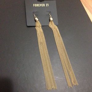Gold string earrings