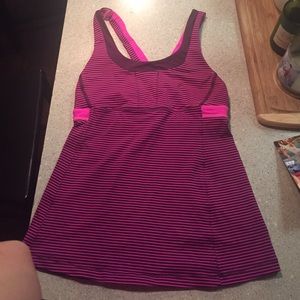 Lululemon pink striped workout tank