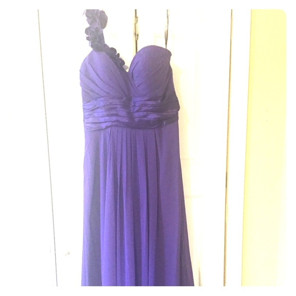 Purple one shoulder semi formal dress