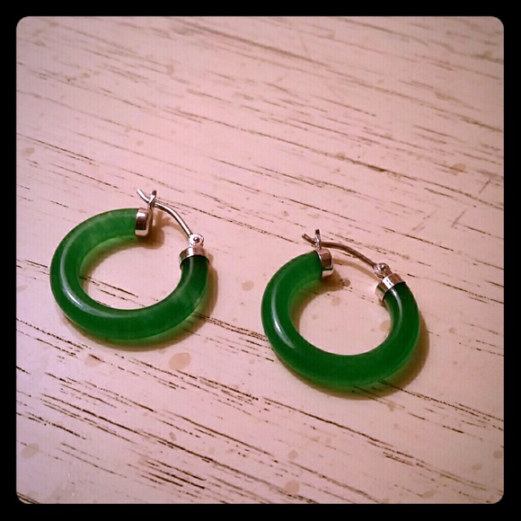 Green hoop earrings