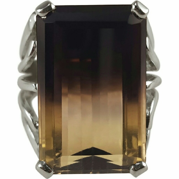 Brazilian Citrine and Tourmaline bicolor ring