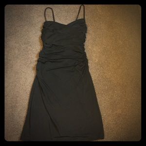 Black spaghetti strap evening dress