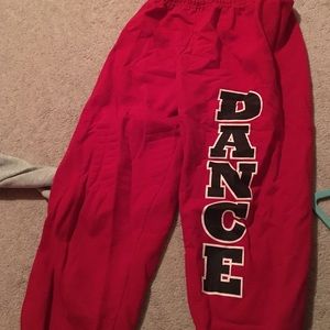 Bright red DANCE sweats