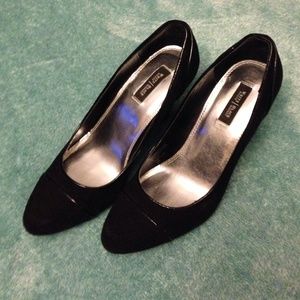 WHBM Black Suede Dress Wedges