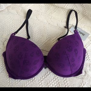 NWT purple skull push-up bra 32D