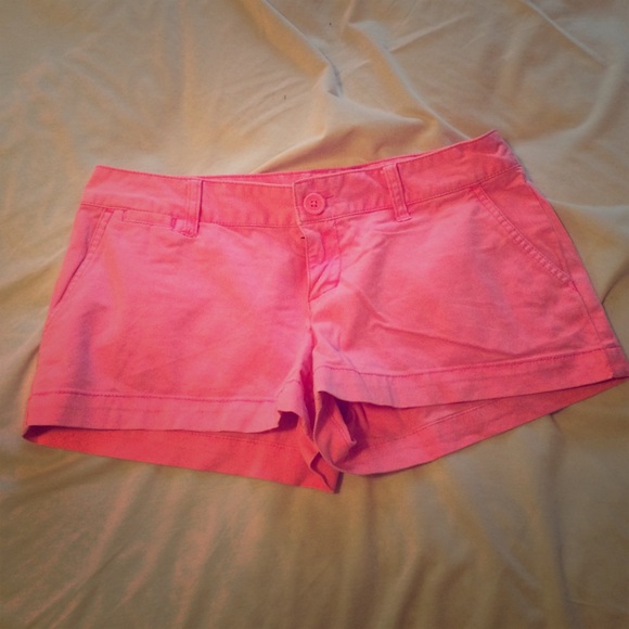 Neon pink cotton shorts