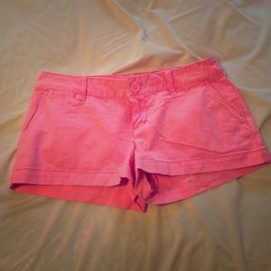 Neon pink cotton shorts