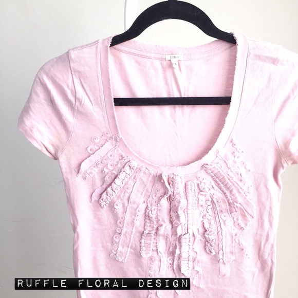 J. Crew Tops - NEW JCrew soft pink cotton t-shirt w floral ruffle J. Crew Tops - NEW JCrew soft pink cotton t-shirt w floral ruffle
