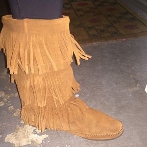 Fringe Brown Minnetonka Boots