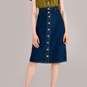 Topshop moto  button front denim midi skirt