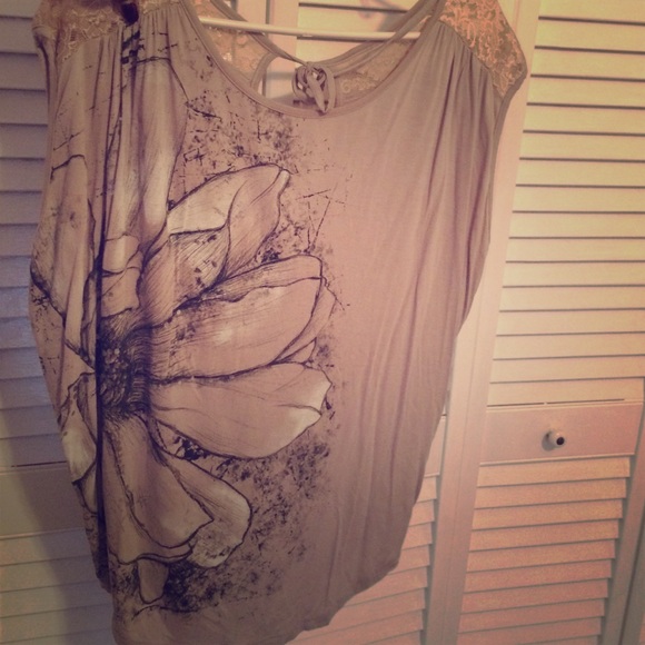 Flower detail off-the-shoulder top