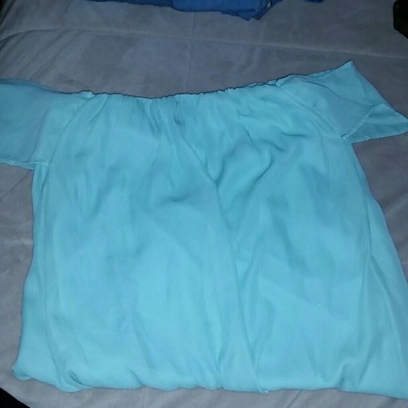 Baby blue off the shoulder dress
