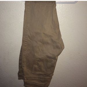 Khaki jeans & green crop top