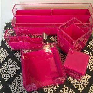 5 PIECE HOT PINK OFFICE SET