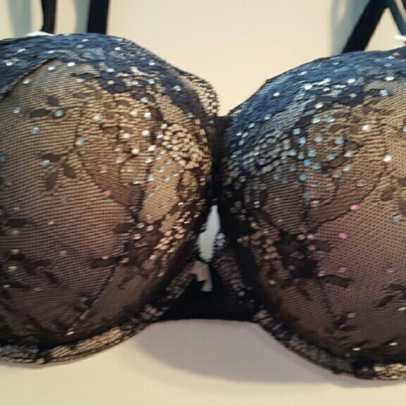 Black lace & crystal VS bra.
