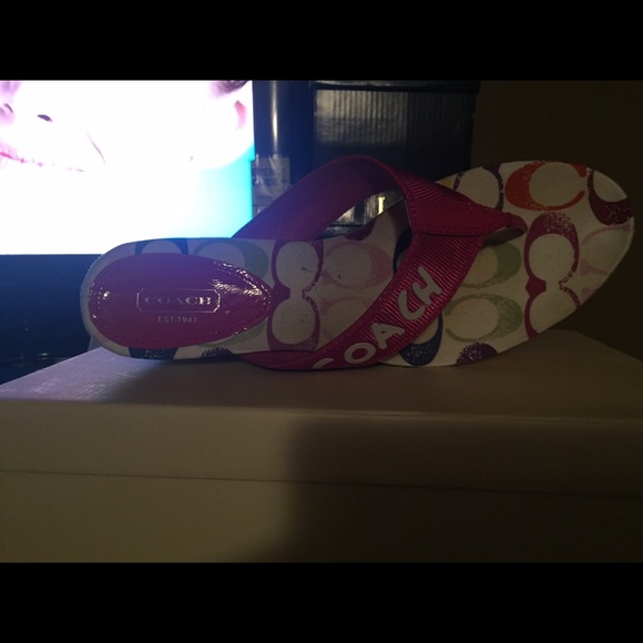 Coach Early 2000 sandals …Worn twice looks brand new coach multi color wedge - Picture 3 of 4
