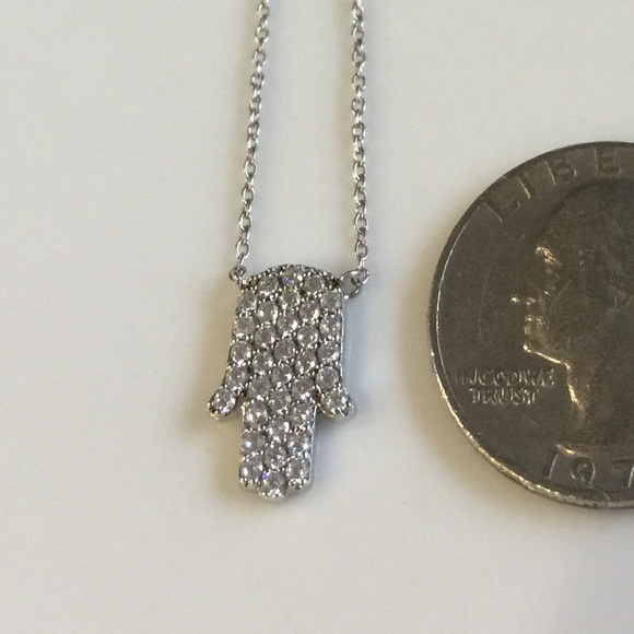 Sterling Silver Pave Hamsa Necklace - Picture 3 of 3