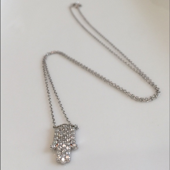Sterling Silver Pave Hamsa Necklace - Picture 2 of 3