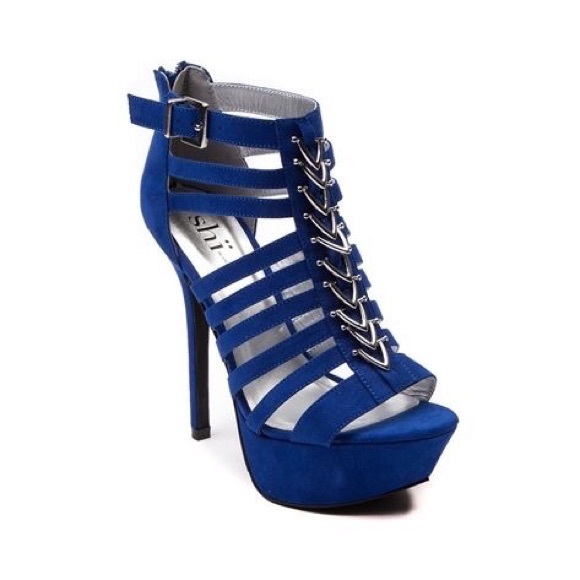 Strappy High Heel Sandals - Royal Blue
