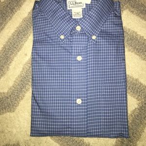 Men's LL bean blue button-up-100% cotton
