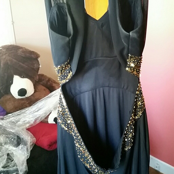 Prom Dress, Navy/Gold - Picture 4 of 4