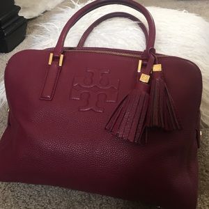 Tory Burch Thea triple zip Satchel Cabernet
