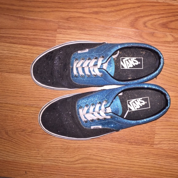 Blue and Black Glitter Vans