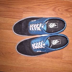 Blue and Black Glitter Vans