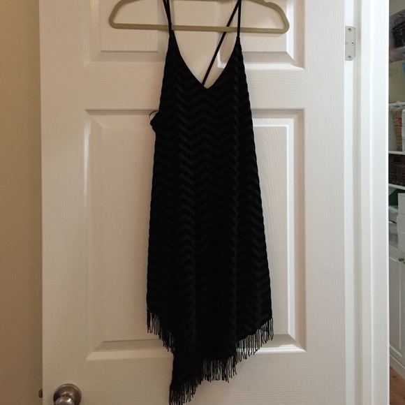 All black velvet material midi dress