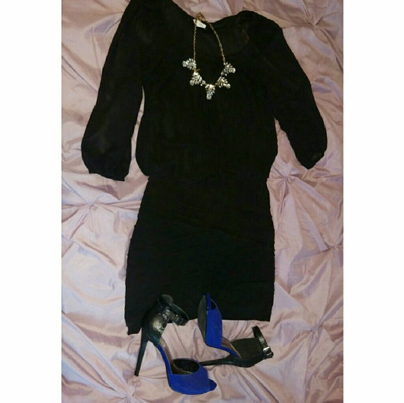 Little Black Dress - Chiffon, 3/4 Sleeves