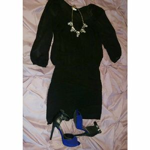 Little Black Dress - Chiffon, 3/4 Sleeves