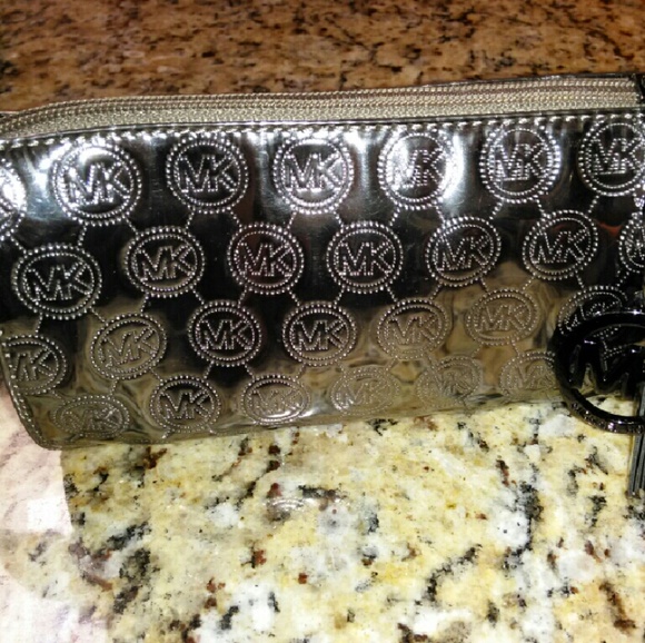 MK Kors gunmetal Silver RARE cosmetic bag