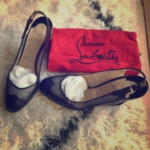 Christian Louboutin black leather sling backs