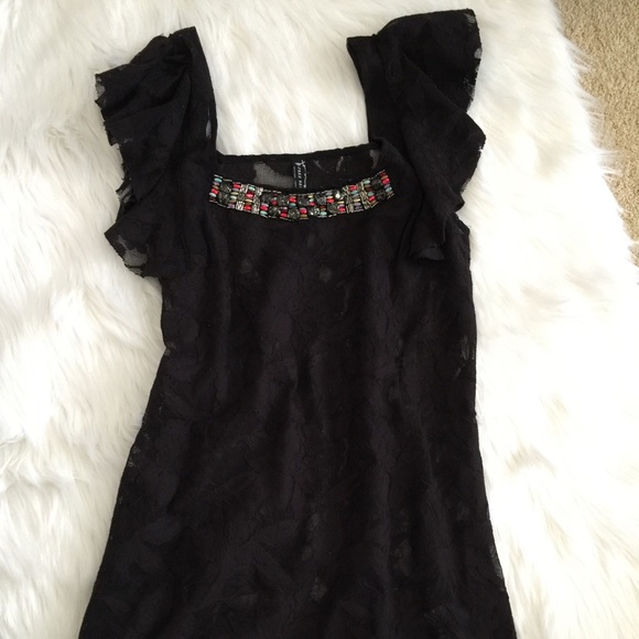 Free People Black Embellished Dress