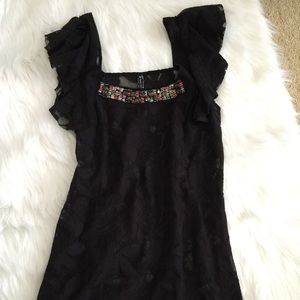 Free People Black Embellished Dress